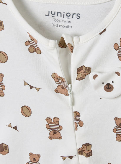 Juniors Cotton Round Neck Long Sleeves Sleepsuit with Bear Print-baby-boys-clothing-nightwear-sleepsuits-image-4