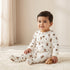 Juniors Cotton Round Neck Long Sleeves Sleepsuit with Bear Print - White / 9-12 mths