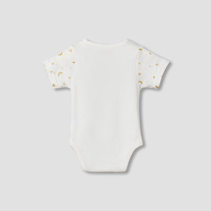 Giggles Round Neck Short Sleeve Bodysuit with Snap Button Closure