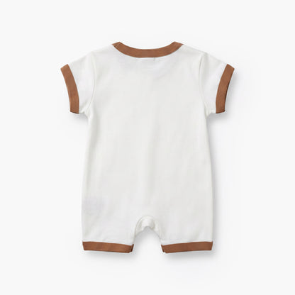 Juniors Crew Neck Short Sleeves Romper with Bear Print