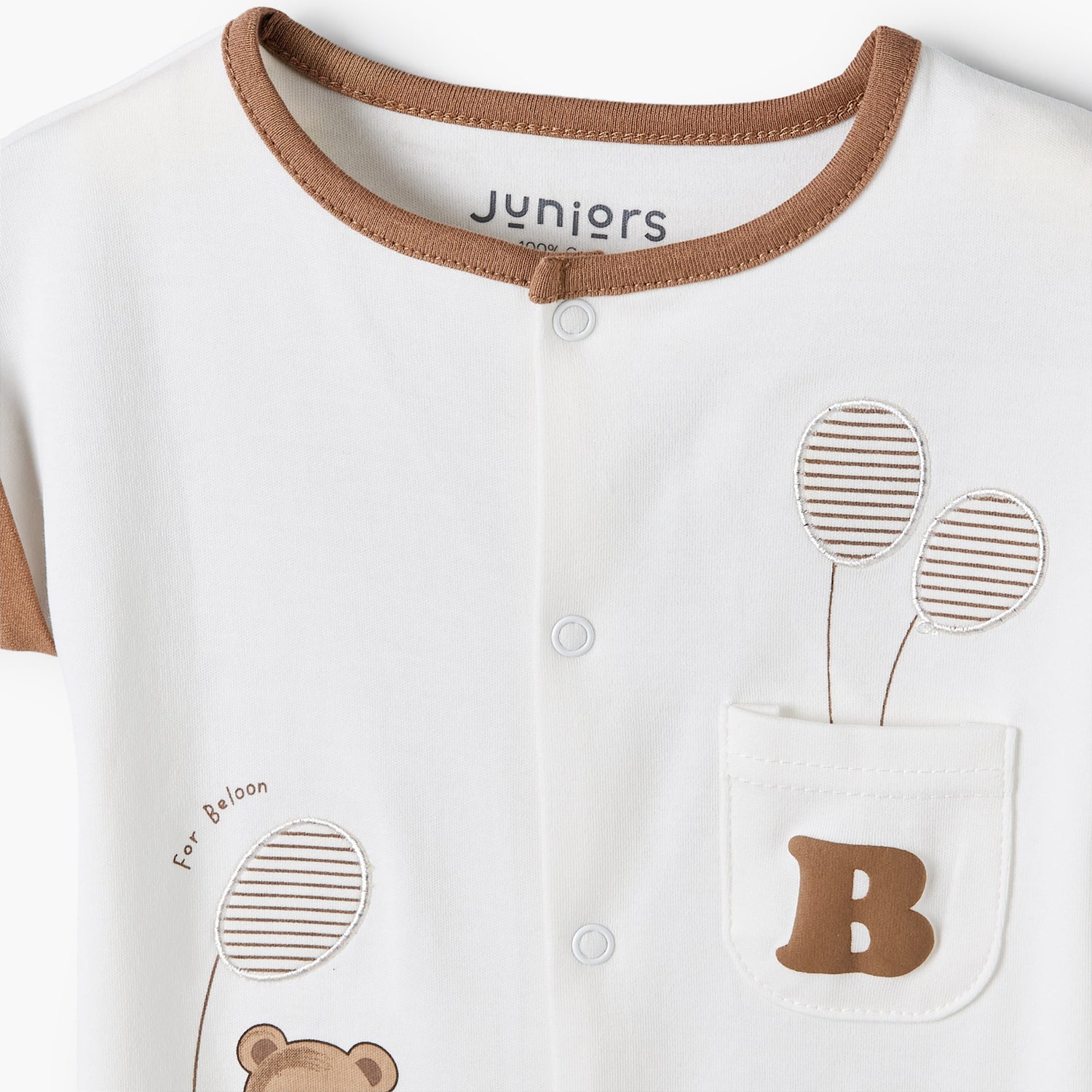 Juniors Crew Neck Short Sleeves Romper with Bear Print