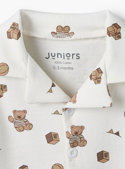Juniors Cotton Collared Long Sleeves Pyjama Set with Teddy Bear Print-baby-boys-clothing-nightwear-pyjamasets-image-5