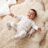Giggles Mandarin Collar Long Sleeves Sleepsuit with Fun Print - White / 9-12 mths