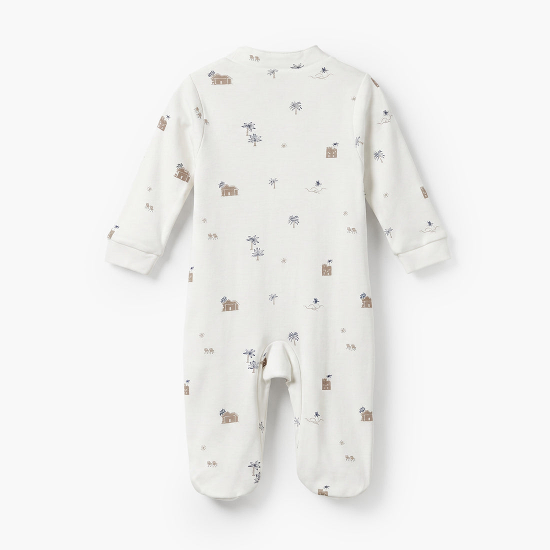 Giggles Mandarin Collar Long Sleeves Sleepsuit with Fun Print