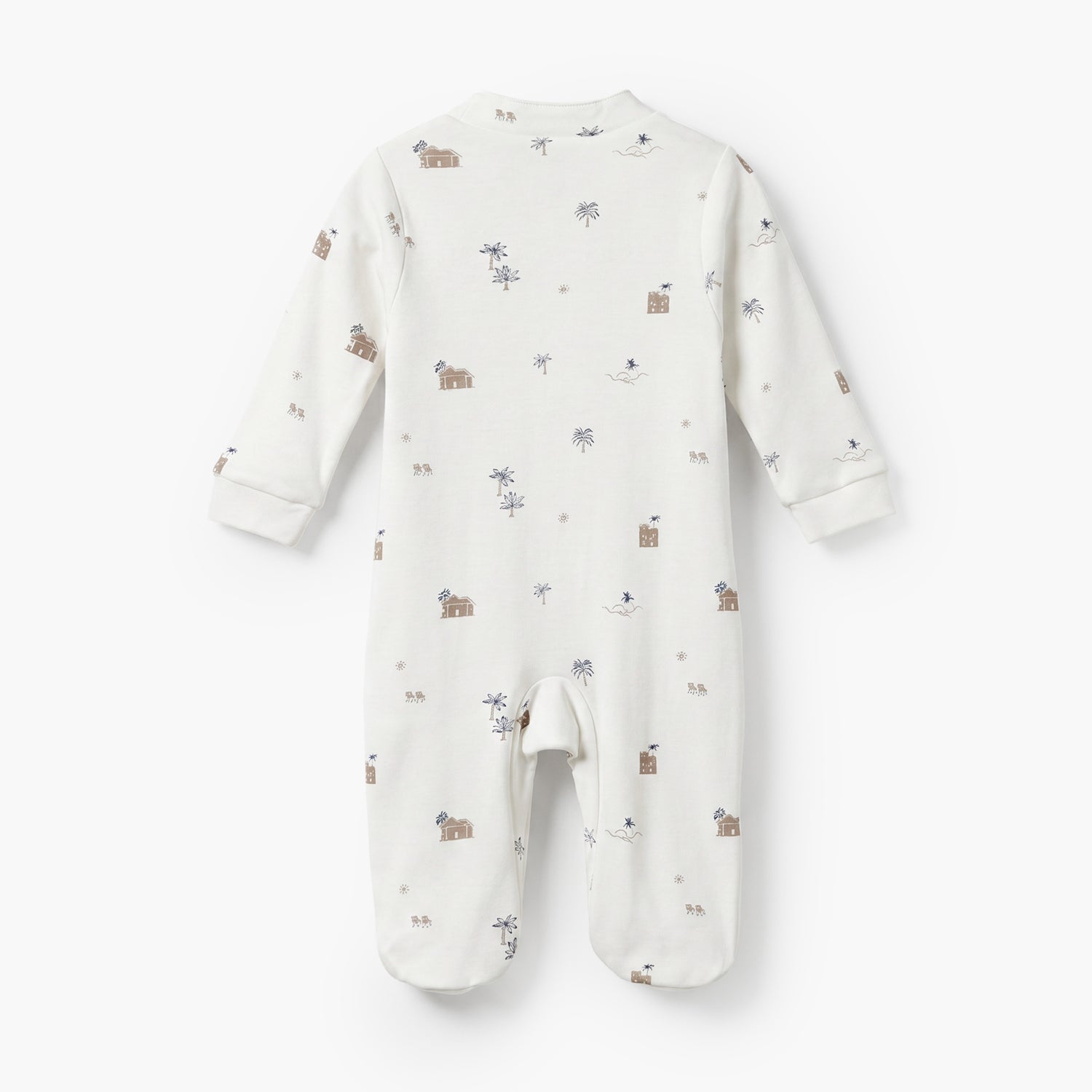 Giggles Mandarin Collar Long Sleeves Sleepsuit with Fun Print
