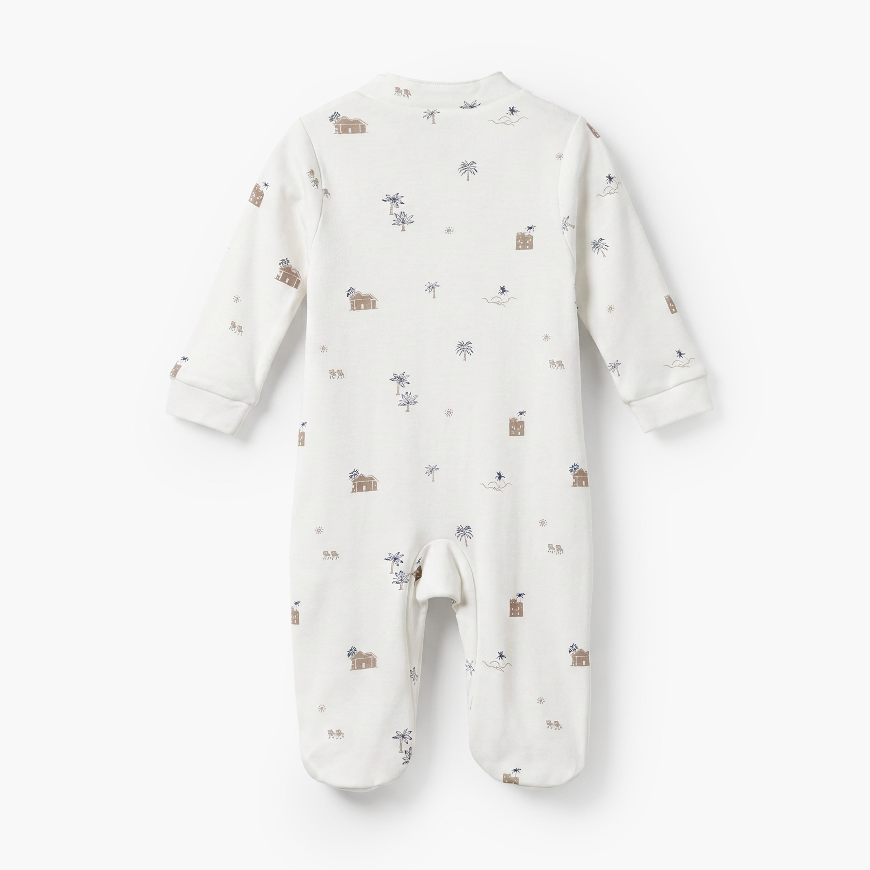 Giggles Mandarin Collar Long Sleeves Sleepsuit with Fun Print