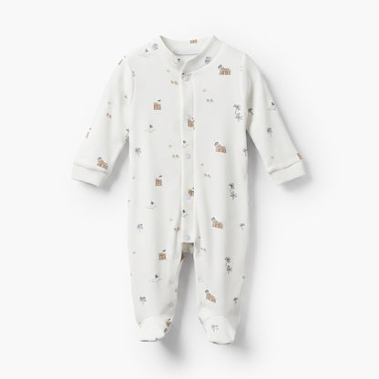 Giggles Mandarin Collar Long Sleeves Sleepsuit with Fun Print