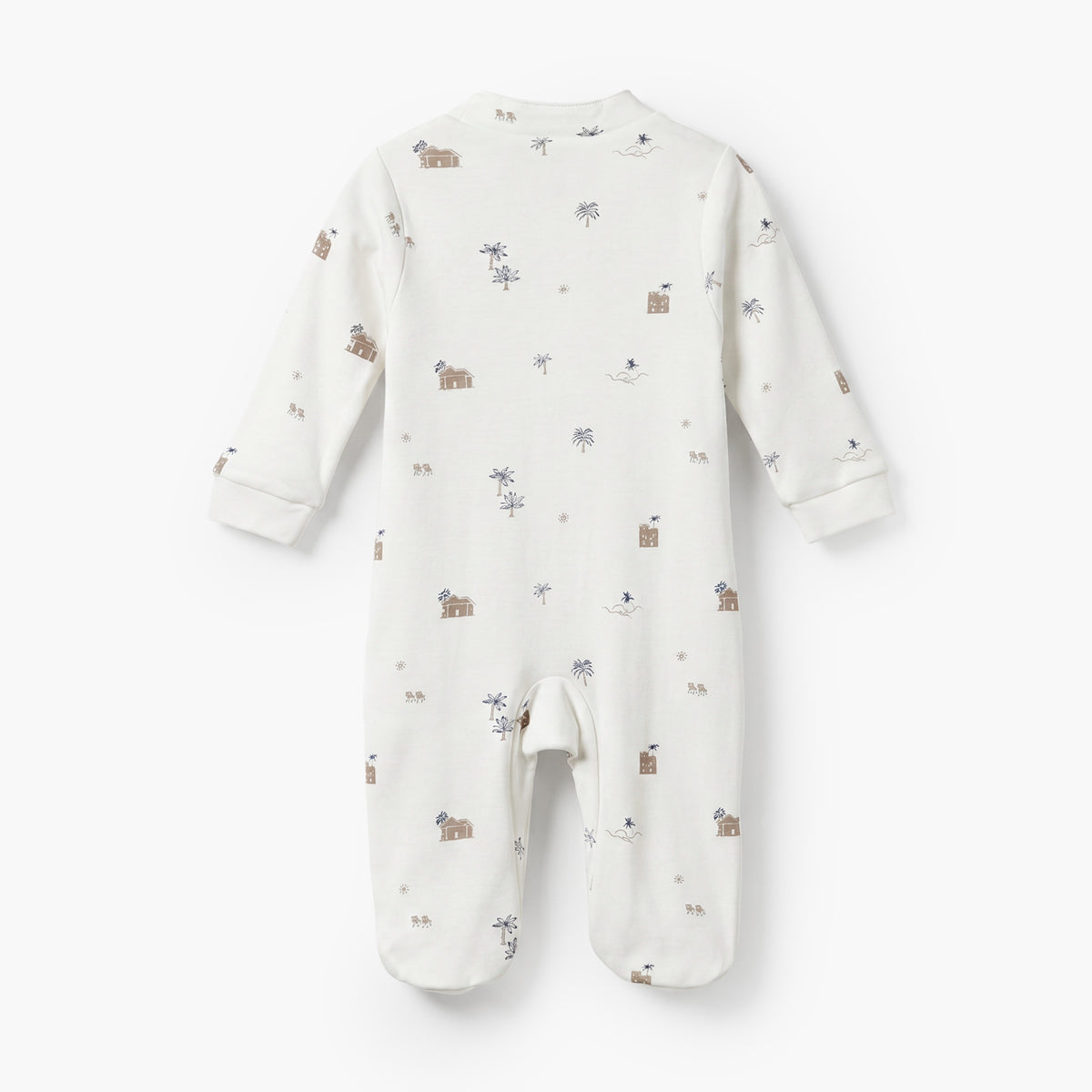 Giggles Mandarin Collar Long Sleeves Sleepsuit with Fun Print