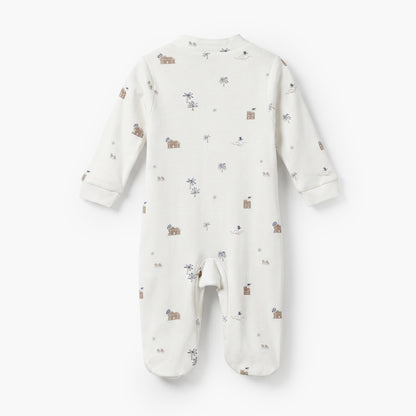 Giggles Mandarin Collar Long Sleeves Sleepsuit with Fun Print