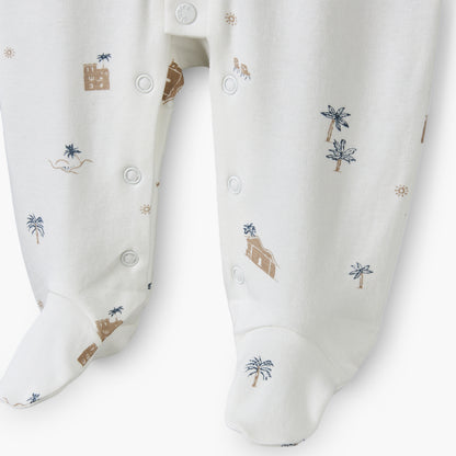 Giggles Mandarin Collar Long Sleeves Sleepsuit with Fun Print