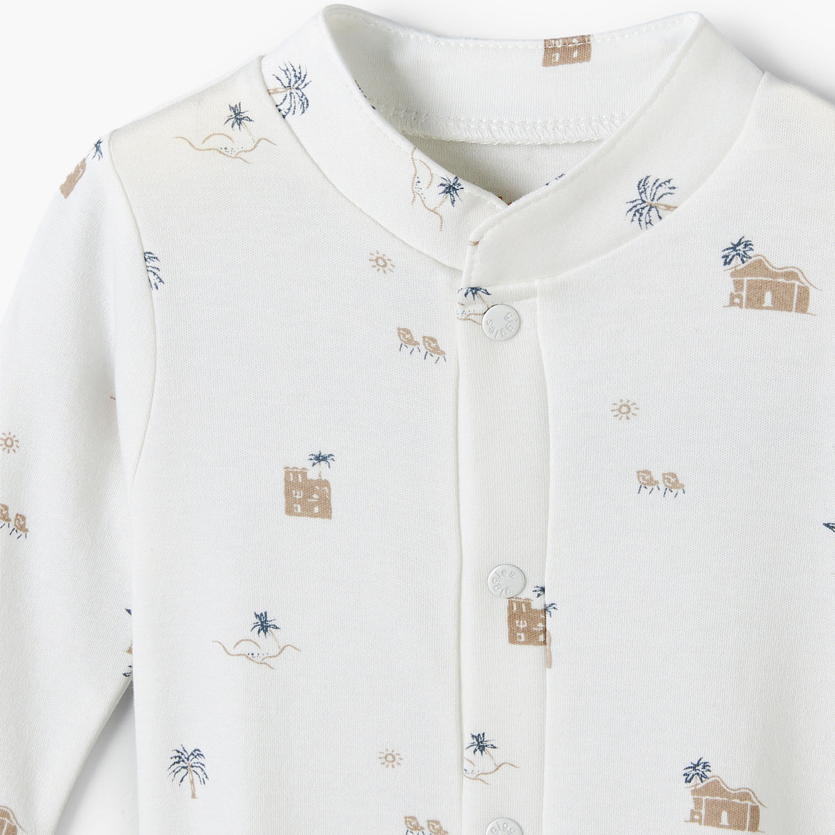 Giggles Mandarin Collar Long Sleeves Sleepsuit with Fun Print