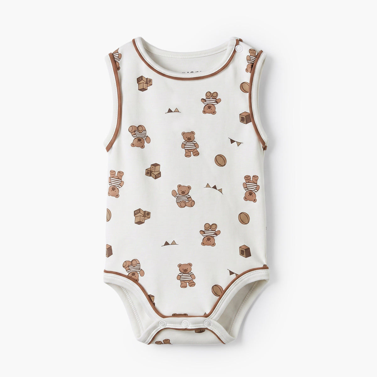 Juniors Crew Neck Sleeveless Bodysuit with Teddy Bear Print