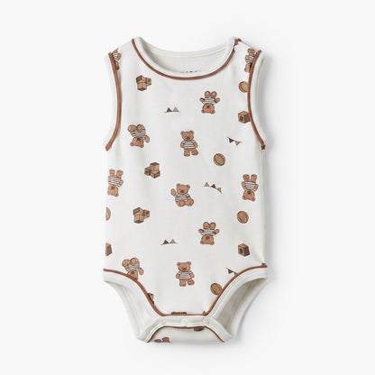 Juniors Crew Neck Sleeveless Bodysuit with Teddy Bear Print