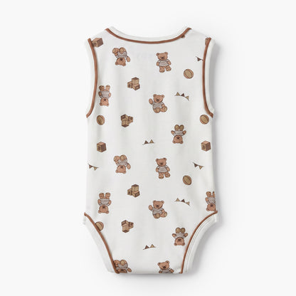 Juniors Crew Neck Sleeveless Bodysuit with Teddy Bear Print
