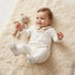Giggles Collared Long Sleeves Sleepsuit with Pintuck Detail - White / 9-12 mths