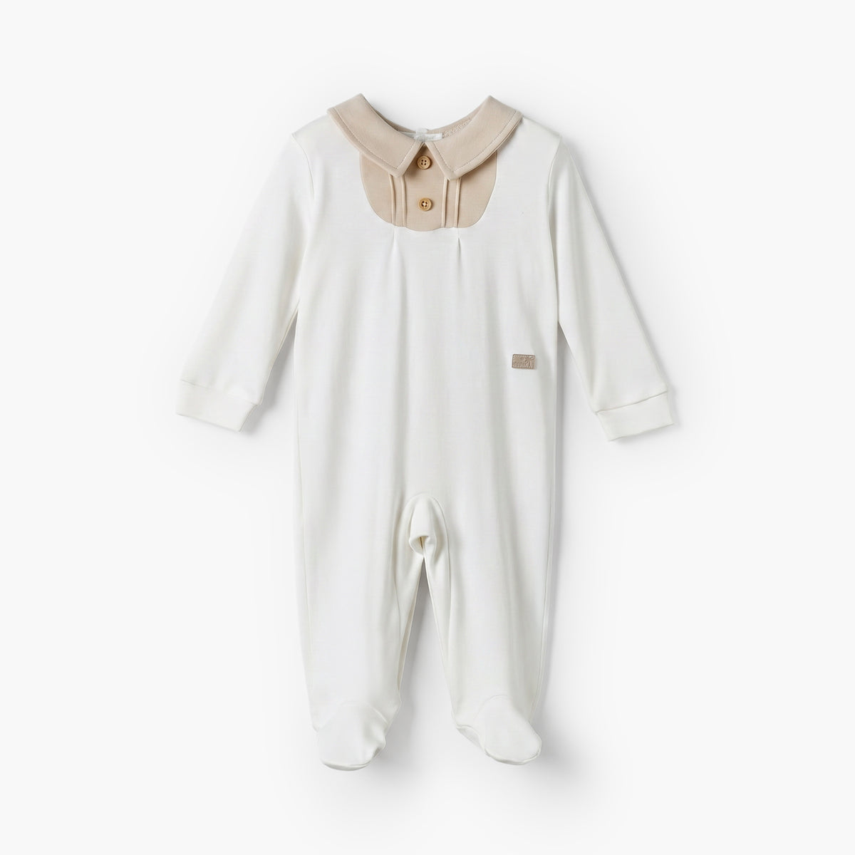 Giggles Collared Long Sleeves Sleepsuit with Pintuck Detail