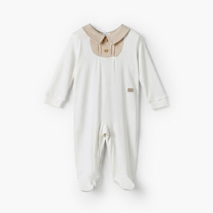 Giggles Collared Long Sleeves Sleepsuit with Pintuck Detail