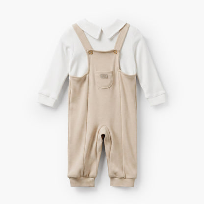 Giggles Collared Long Sleeves Sleepsuit with Colourblock Design