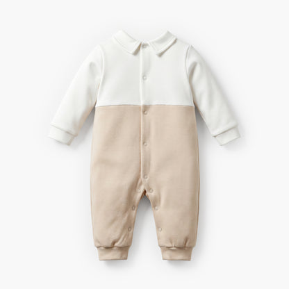 Giggles Collared Long Sleeves Sleepsuit with Colourblock Design