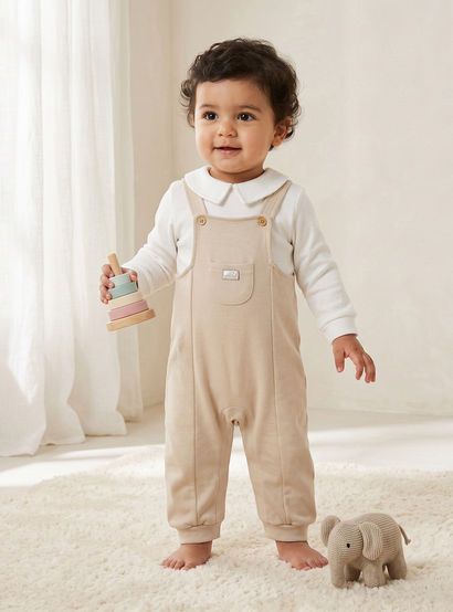 Giggles Collared Long Sleeves Sleepsuit with Colourblock Design-baby-girls-clothing-nightwear-sleepsuits-image-1