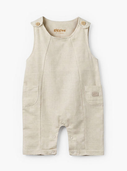 Giggles Crew Neck Short Sleeves T-shirt and Dungaree Set with Print-baby-girls-clothing-setsandcoords-image-4