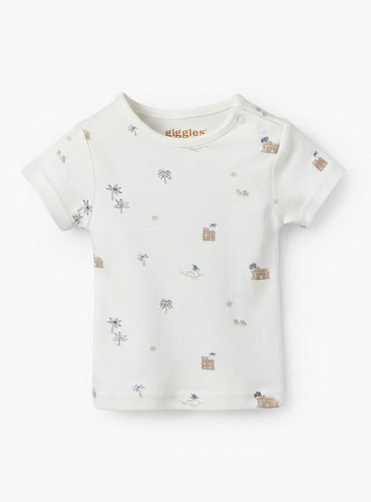 Giggles Crew Neck Short Sleeves T-shirt and Dungaree Set with Print-baby-girls-clothing-setsandcoords-image-5