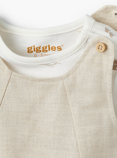Giggles Crew Neck Short Sleeves T-shirt and Dungaree Set with Print-baby-girls-clothing-setsandcoords-image-6