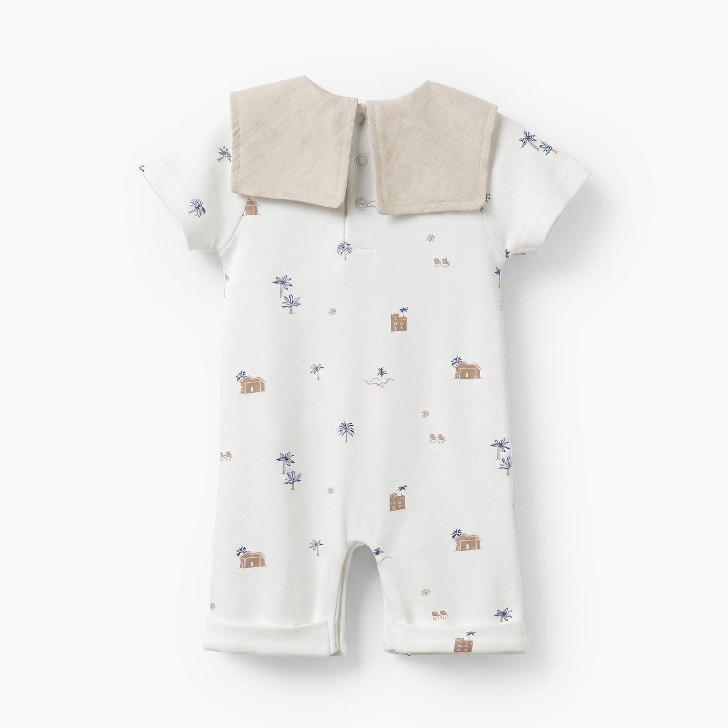 Giggles Sailor Collar Short Sleeves Romper with Fun Print