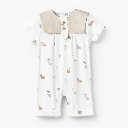 Giggles Sailor Collar Short Sleeves Romper with Fun Print
