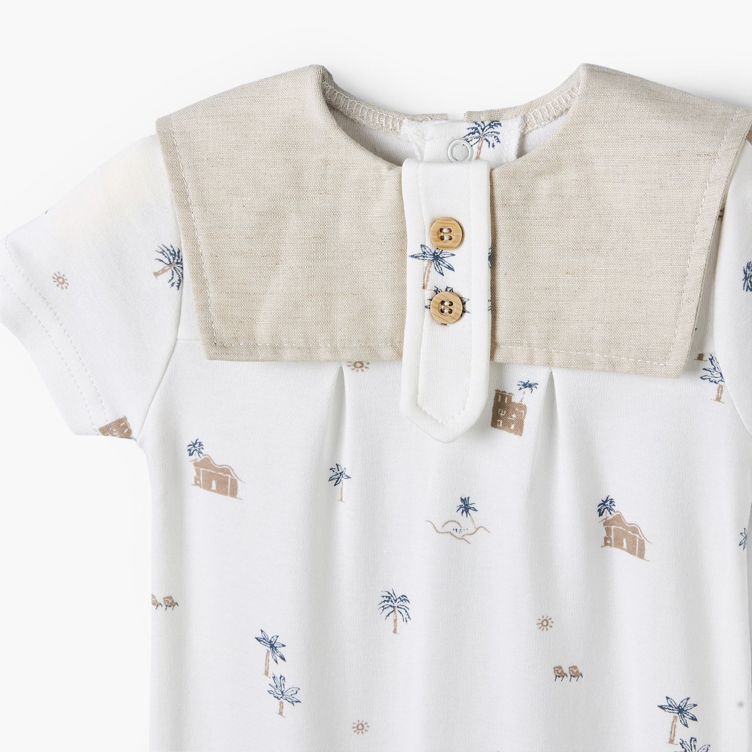 Giggles Sailor Collar Short Sleeves Romper with Fun Print