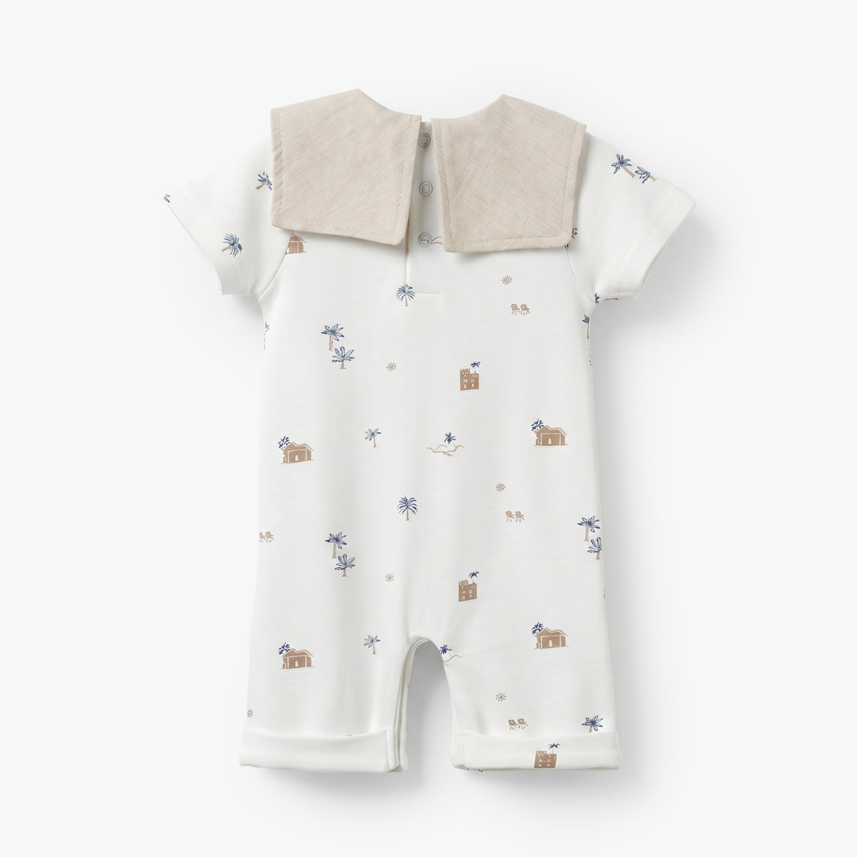Giggles Sailor Collar Short Sleeves Romper with Fun Print