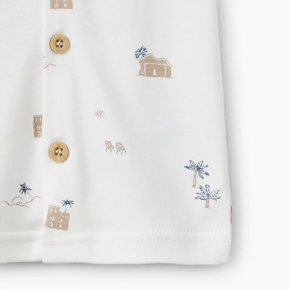 Giggles Collared Short Sleeves Shirt and Shorts Set with Fun Print