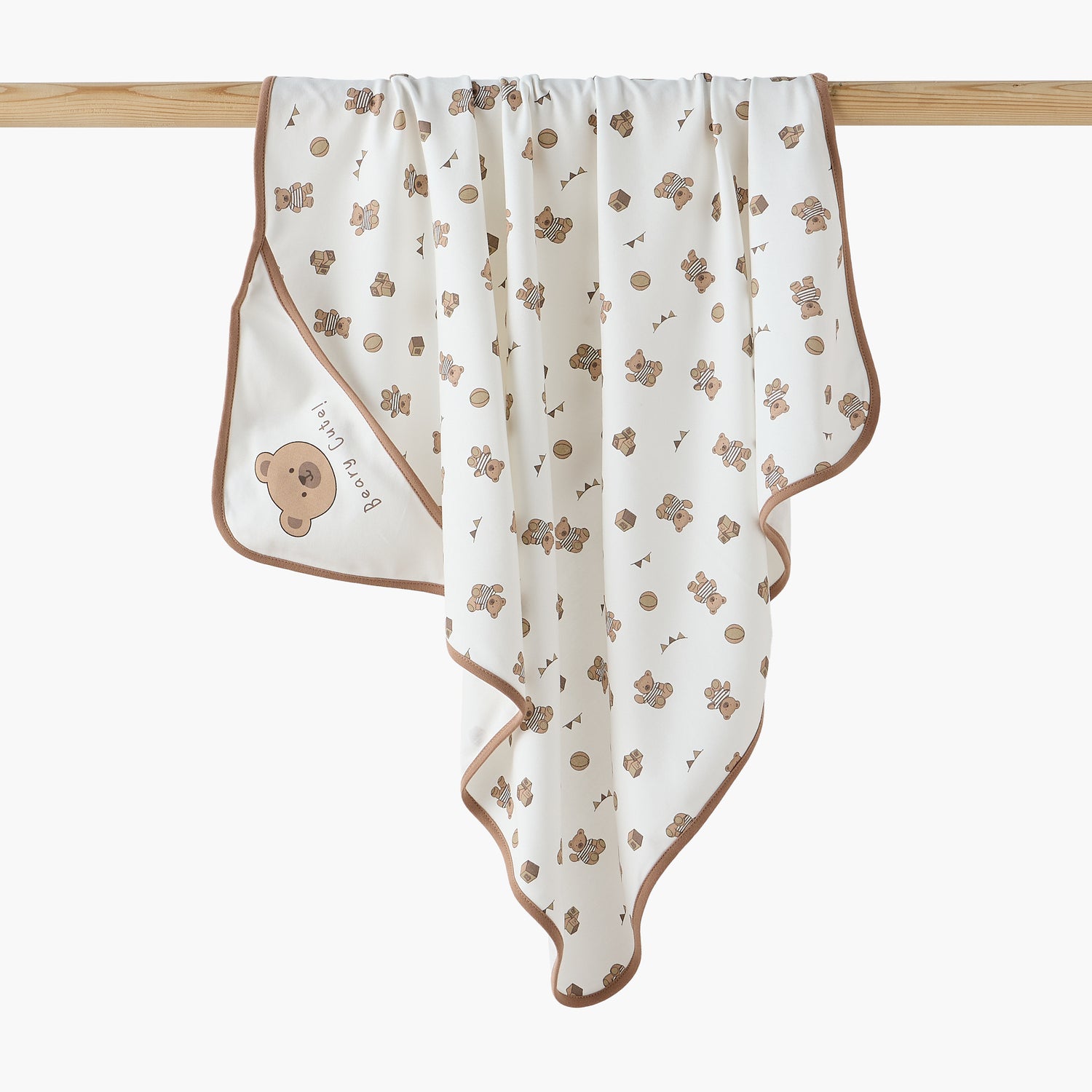 Juniors Receiving Blanket with Bear Print - White / 0-6 mths