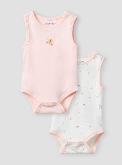 Juniors Printed Sleeveless Bodysuit - Set of 2-baby-girls-clothing-bodysuits-image-1