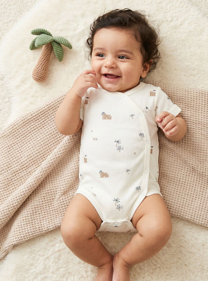 Giggles Round Neck Short Sleeves Bodysuit with Fun Print-baby-girls-clothing-bodysuits-image-1