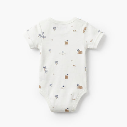 Giggles Round Neck Short Sleeves Bodysuit with Fun Print