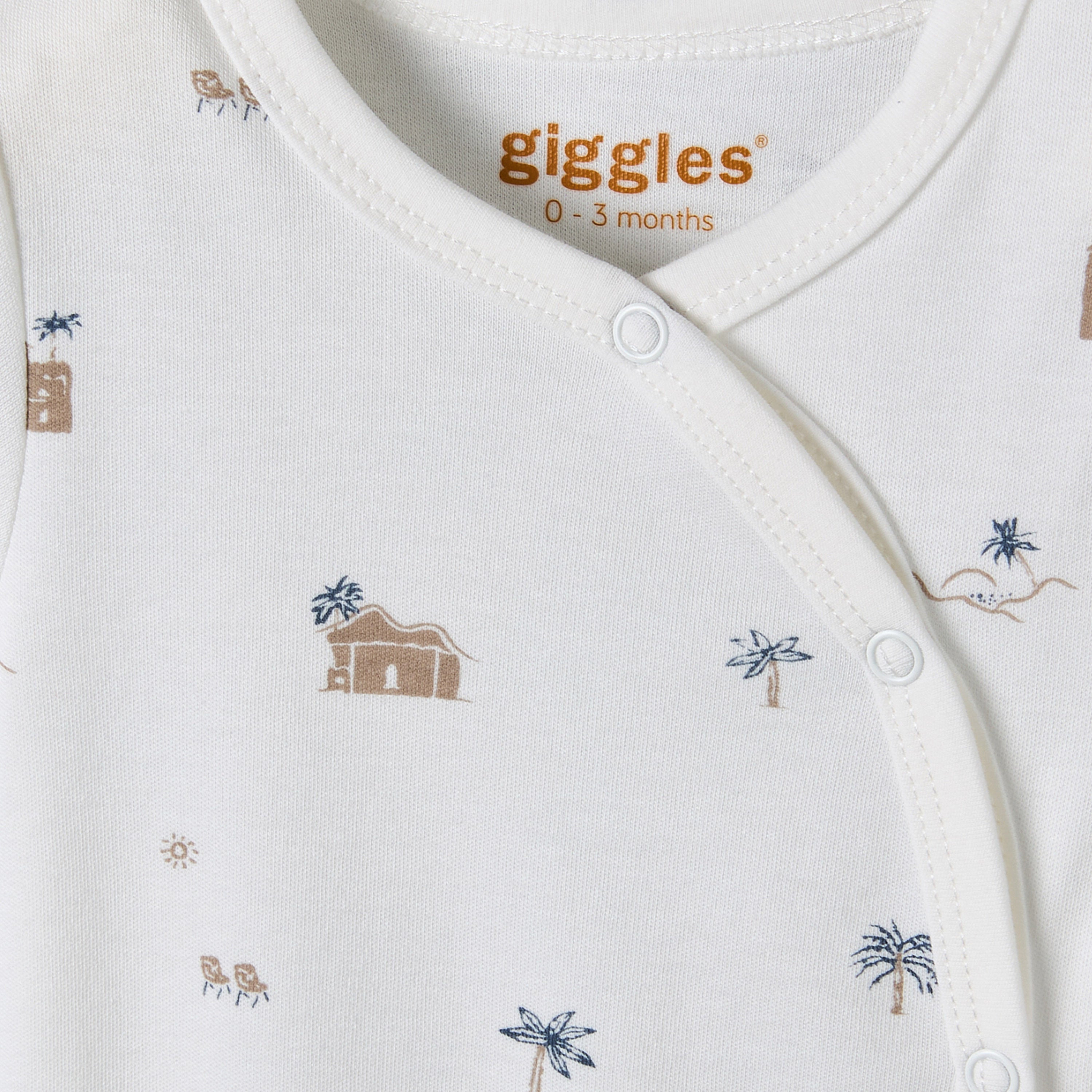 Giggles Round Neck Short Sleeves Bodysuit with Fun Print