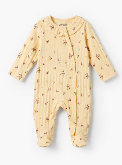Juniors Cotton Round Neck Long Sleeves Sleepsuit with Floral Print-baby-girls-clothing-nightwear-sleepsuits-image-2