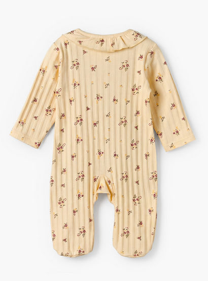 Juniors Cotton Round Neck Long Sleeves Sleepsuit with Floral Print-baby-girls-clothing-nightwear-sleepsuits-image-3