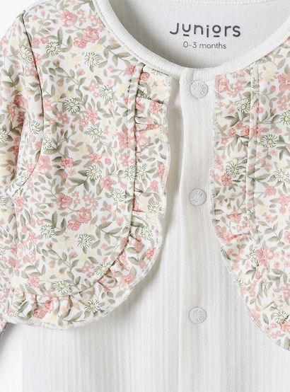 Juniors Cotton Round Neck Long Sleeves Sleepsuit with Floral Print-baby-girls-clothing-nightwear-sleepsuits-image-4
