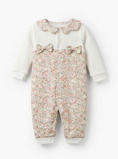 Juniors Cotton Collared Long Sleeves Sleepsuit with Floral Print-baby-girls-clothing-nightwear-sleepsuits-image-2