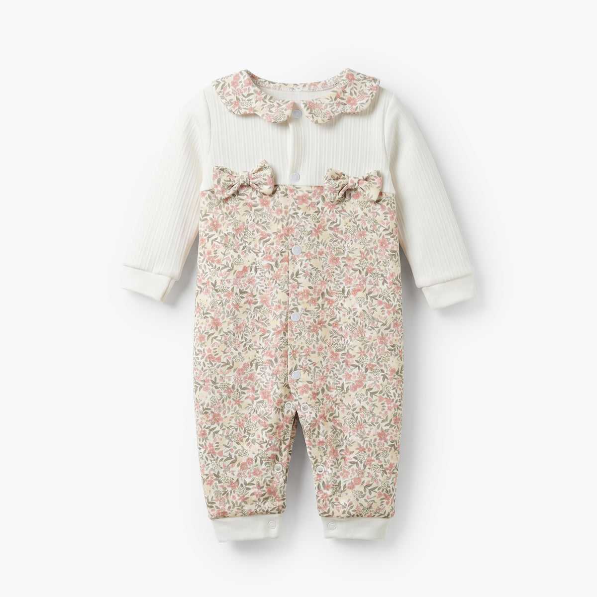 Juniors Cotton Collared Long Sleeves Sleepsuit with Floral Print