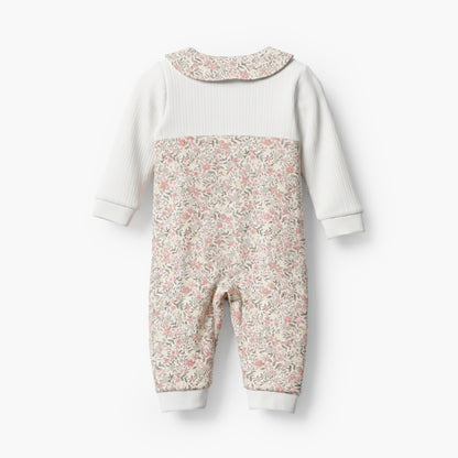 Juniors Cotton Collared Long Sleeves Sleepsuit with Floral Print