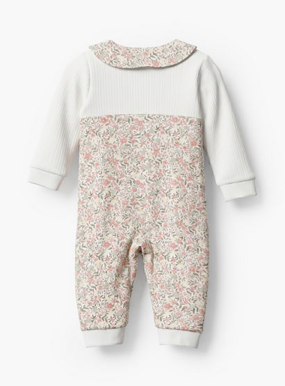 Juniors Cotton Collared Long Sleeves Sleepsuit with Floral Print-baby-girls-clothing-nightwear-sleepsuits-image-3