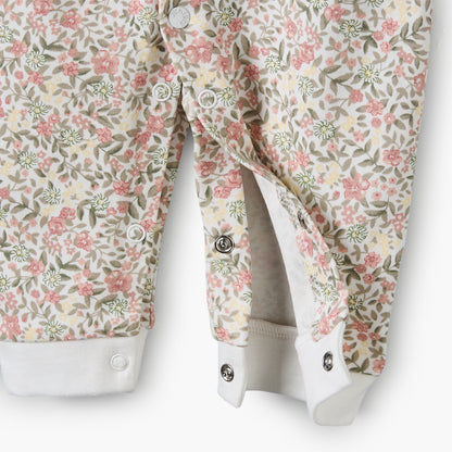 Juniors Cotton Collared Long Sleeves Sleepsuit with Floral Print