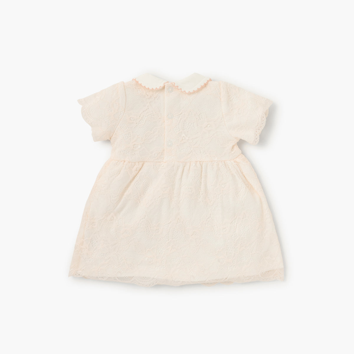 Giggles Lace Detail Dress with Peter Pan Collar and Short Sleeves
