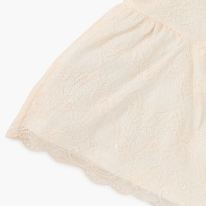 Giggles Lace Detail Dress with Peter Pan Collar and Short Sleeves