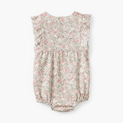 Juniors Crew Neck Sleeveless Romper with Floral Print