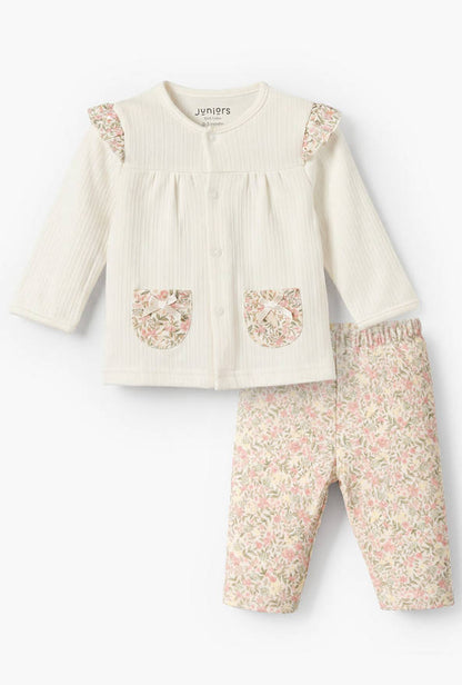 Juniors Cotton Round Neck Long Sleeves Pyjama Set with Floral Print