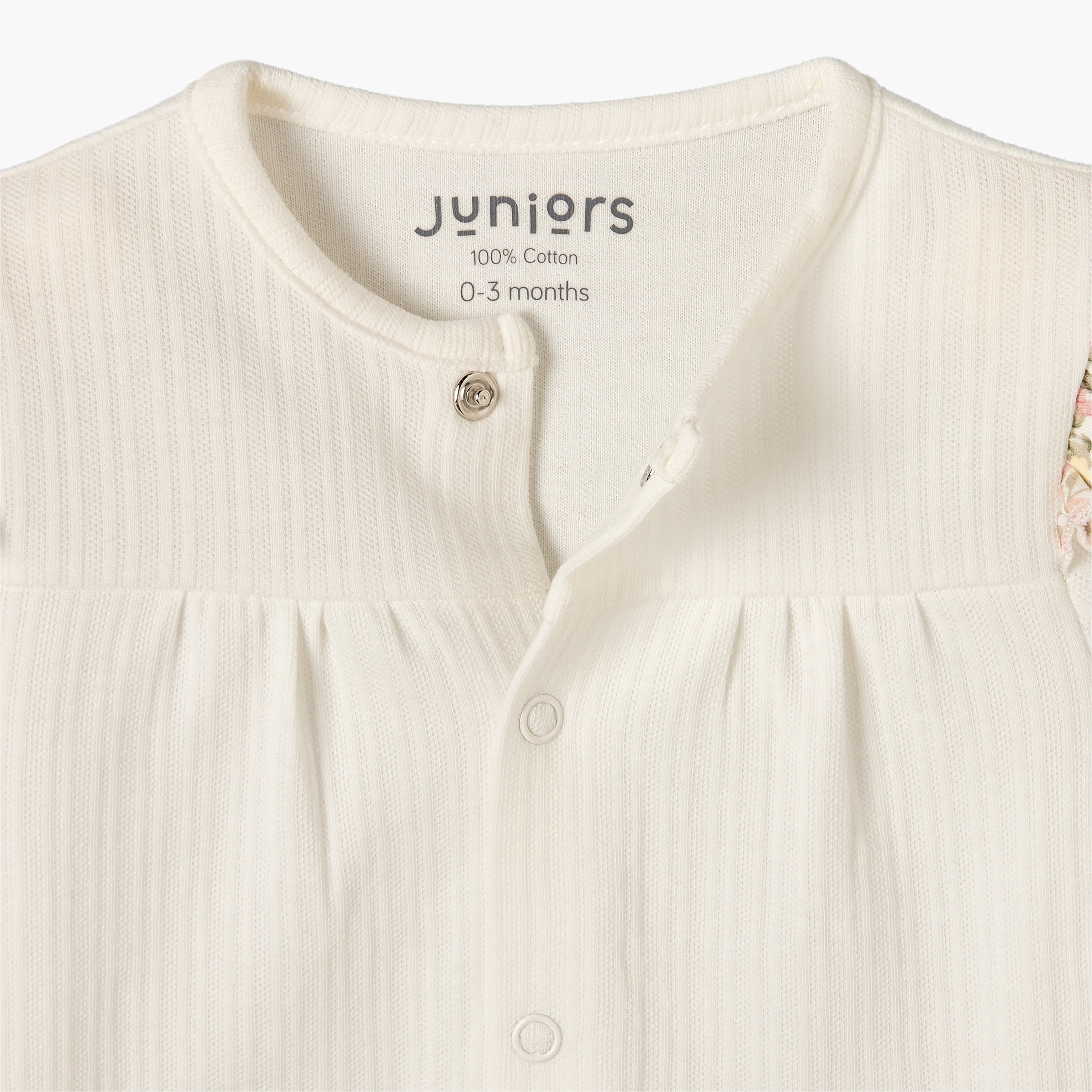 Juniors Cotton Round Neck Long Sleeves Pyjama Set with Floral Print